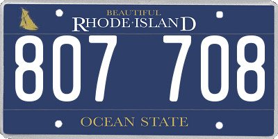 RI license plate 807708