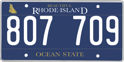 RI license plate 807709