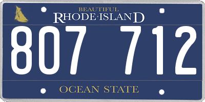 RI license plate 807712
