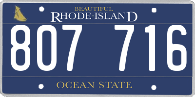 RI license plate 807716