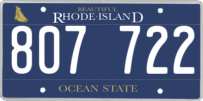 RI license plate 807722