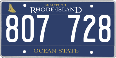 RI license plate 807728