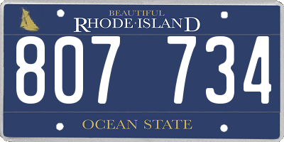 RI license plate 807734