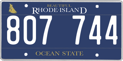 RI license plate 807744