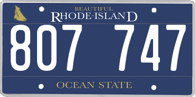 RI license plate 807747