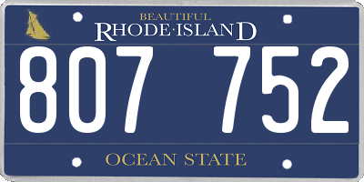 RI license plate 807752