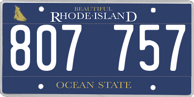 RI license plate 807757