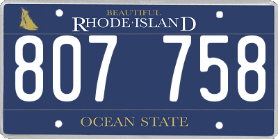 RI license plate 807758