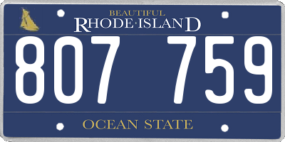 RI license plate 807759