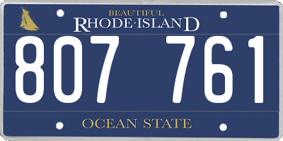 RI license plate 807761