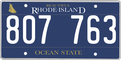 RI license plate 807763