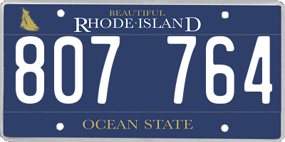 RI license plate 807764