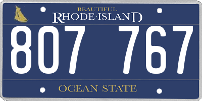 RI license plate 807767