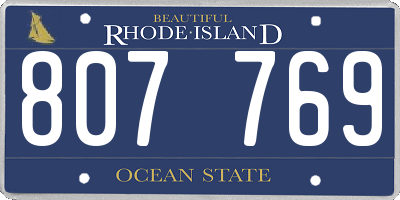 RI license plate 807769
