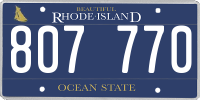 RI license plate 807770