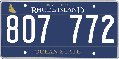 RI license plate 807772
