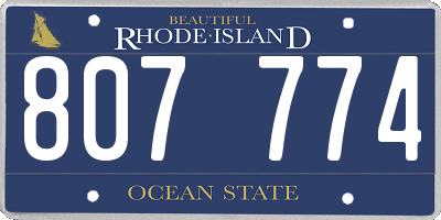 RI license plate 807774