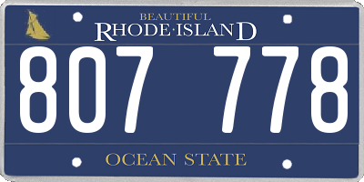 RI license plate 807778