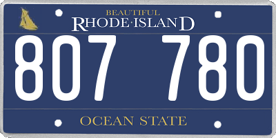 RI license plate 807780