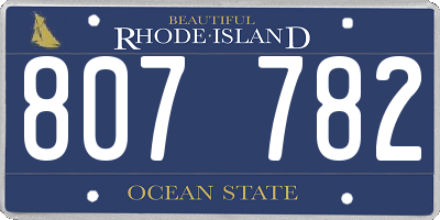RI license plate 807782