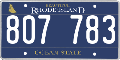 RI license plate 807783