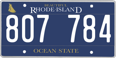 RI license plate 807784