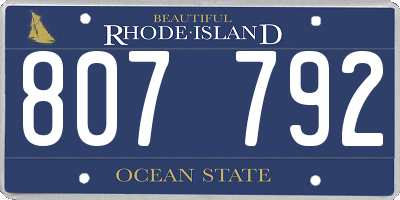 RI license plate 807792