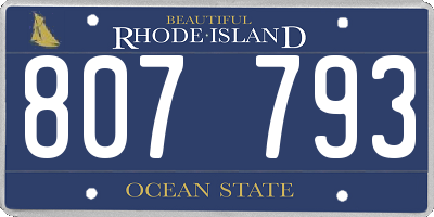 RI license plate 807793