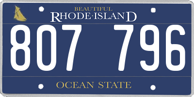 RI license plate 807796