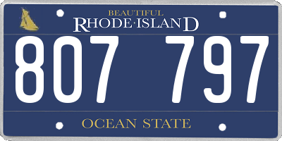 RI license plate 807797