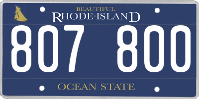 RI license plate 807800