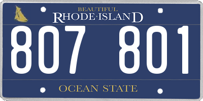 RI license plate 807801