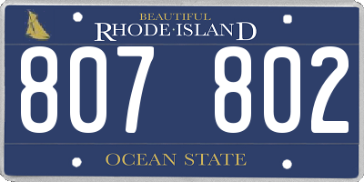 RI license plate 807802