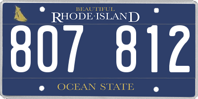 RI license plate 807812