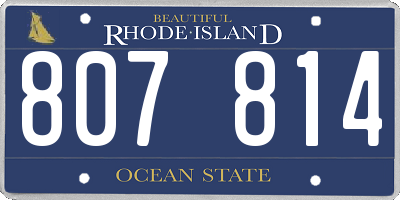 RI license plate 807814