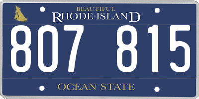 RI license plate 807815