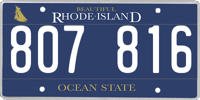 RI license plate 807816