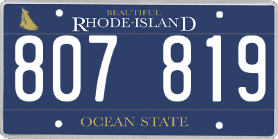 RI license plate 807819
