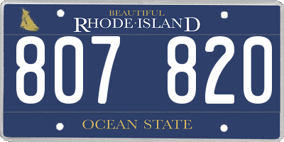 RI license plate 807820
