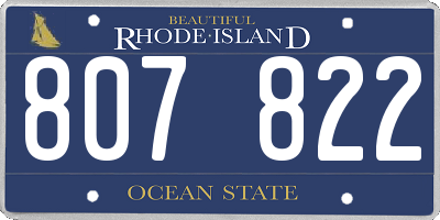 RI license plate 807822