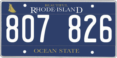 RI license plate 807826
