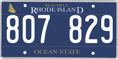 RI license plate 807829