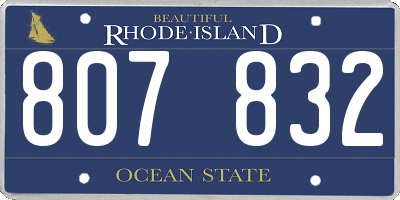 RI license plate 807832