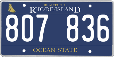 RI license plate 807836