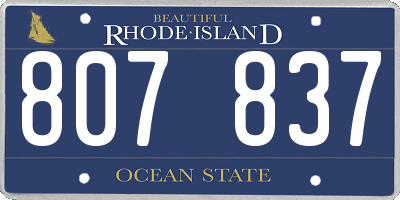 RI license plate 807837