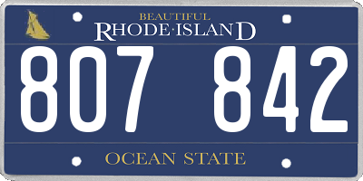 RI license plate 807842