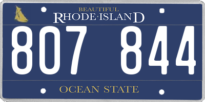 RI license plate 807844