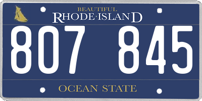 RI license plate 807845