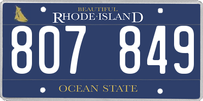 RI license plate 807849