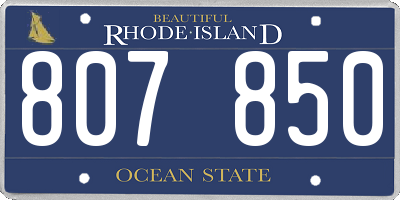RI license plate 807850